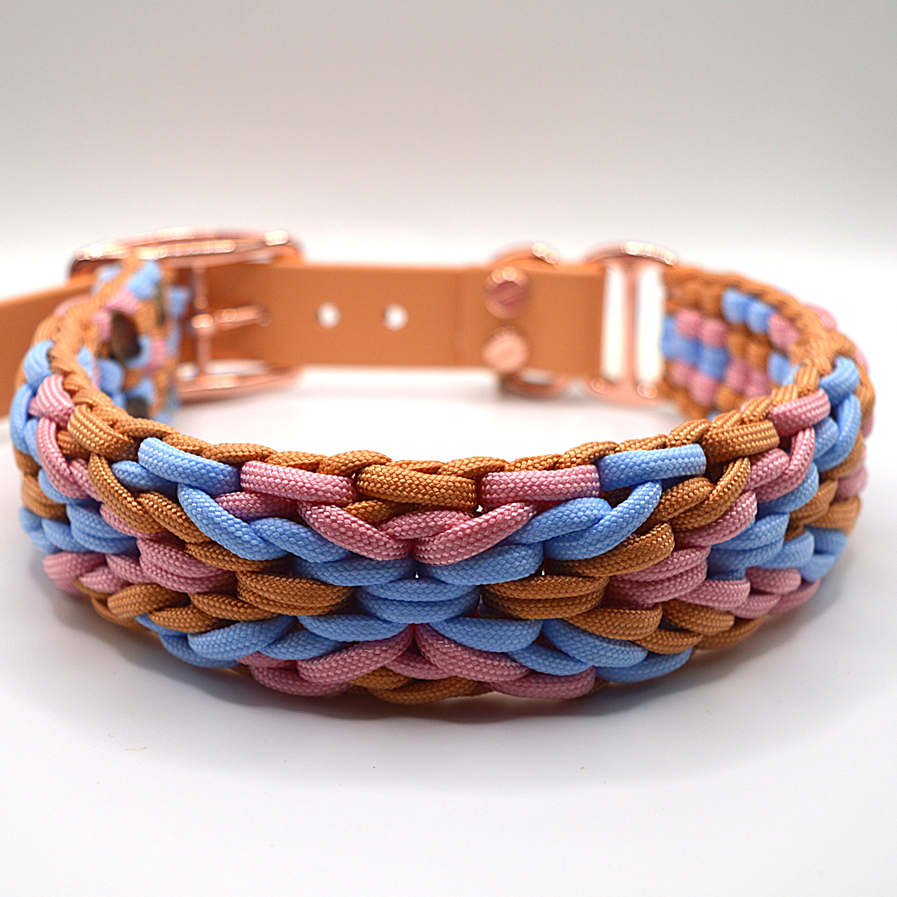 Hundehalsband handgemacht aus Paracord Confusion reversed in Copper